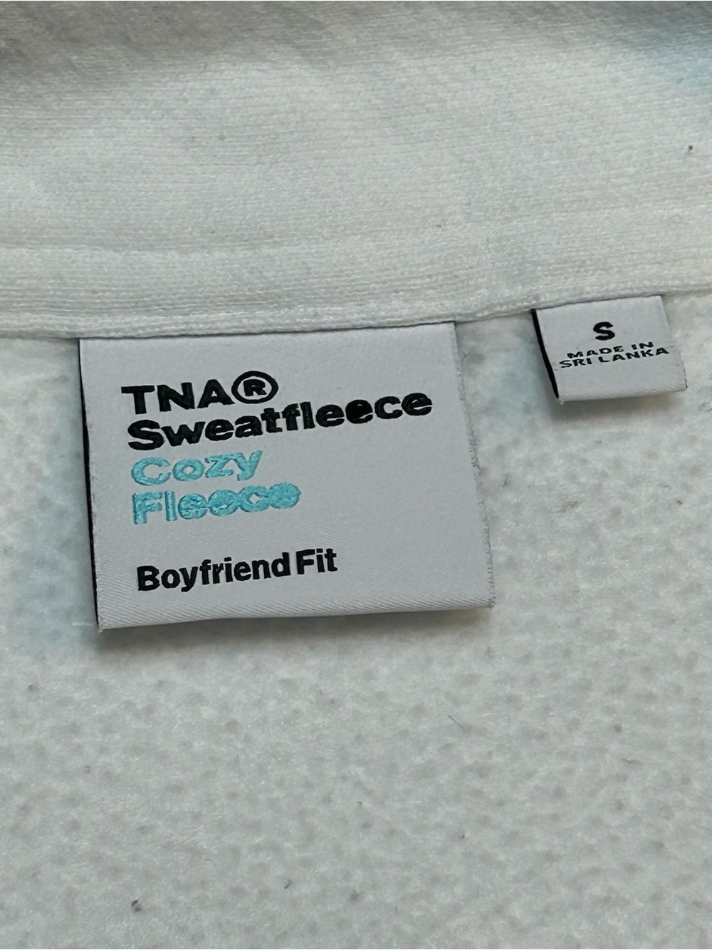 Aritzia Tna Cozy Fleece Boyfriend Polo Pullover Sweatshirt White - Picture 8 of 9